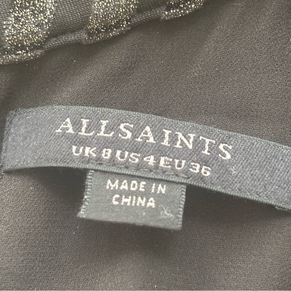 AllSaints Jemima Shimmer Stripe Mini Dress in Black Size 4 - Picture 9 of 10